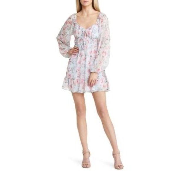 NWT NEXT UP Floral Long Sleeve Babydoll Minidress, size 5/6 - Picture 3 of 8